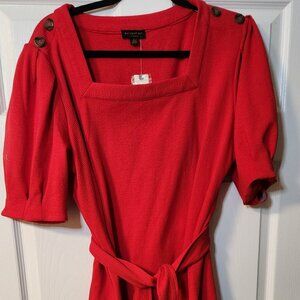 Current Air Los Angeles Belted Puff Sleeve Dress Red